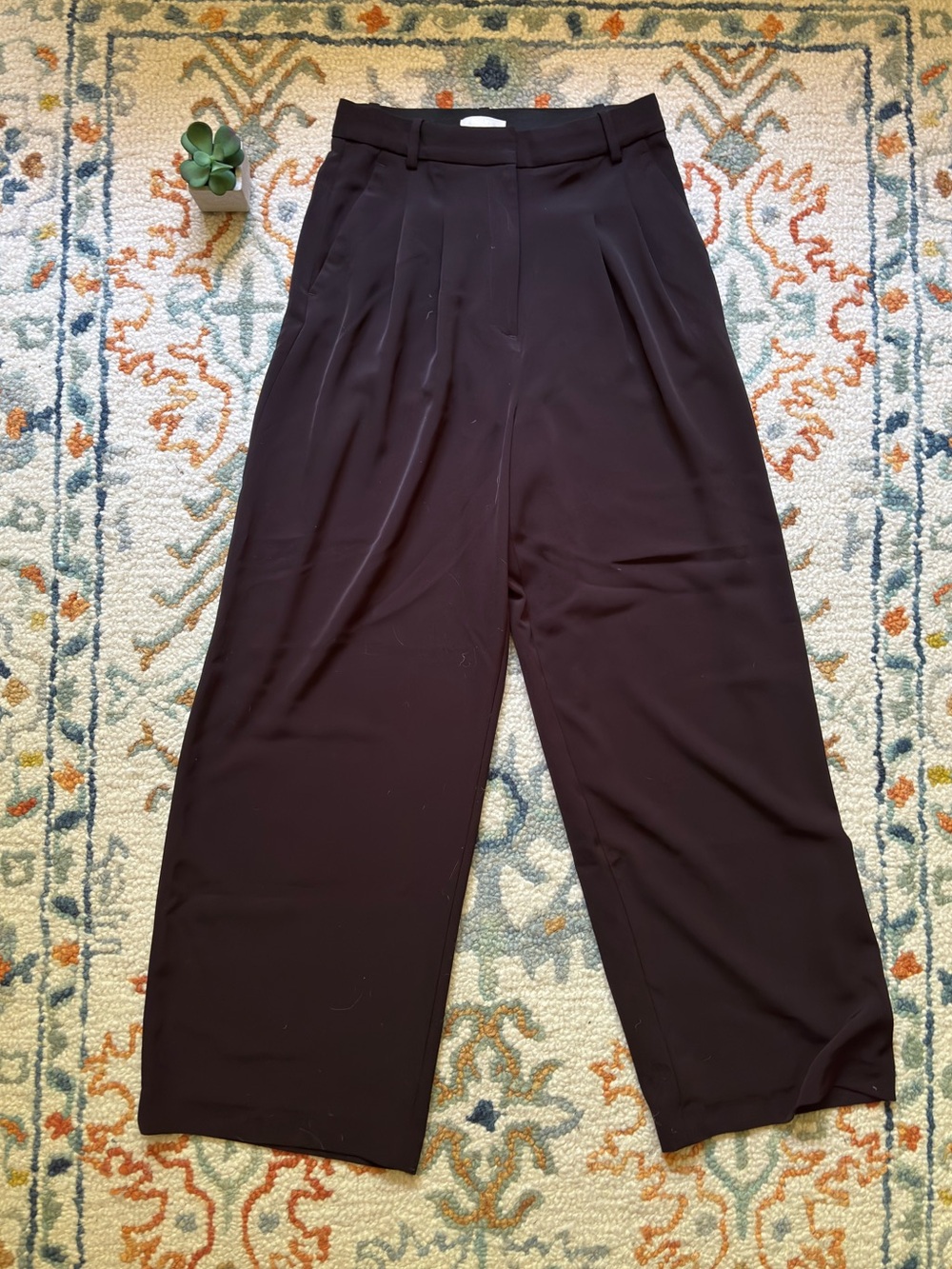 H&M High Waisted Wide Leg Trouser Pants US 4 Quiet Luxury Office Career Workwear